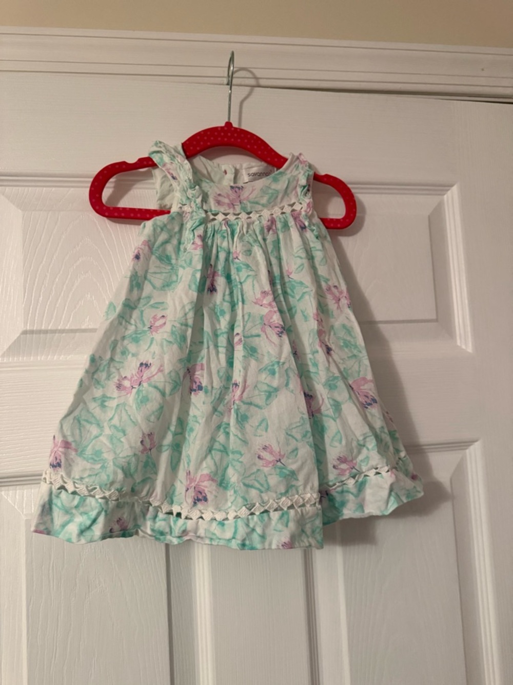 Savannah White Floral Girls Dress with Mint and Lavender